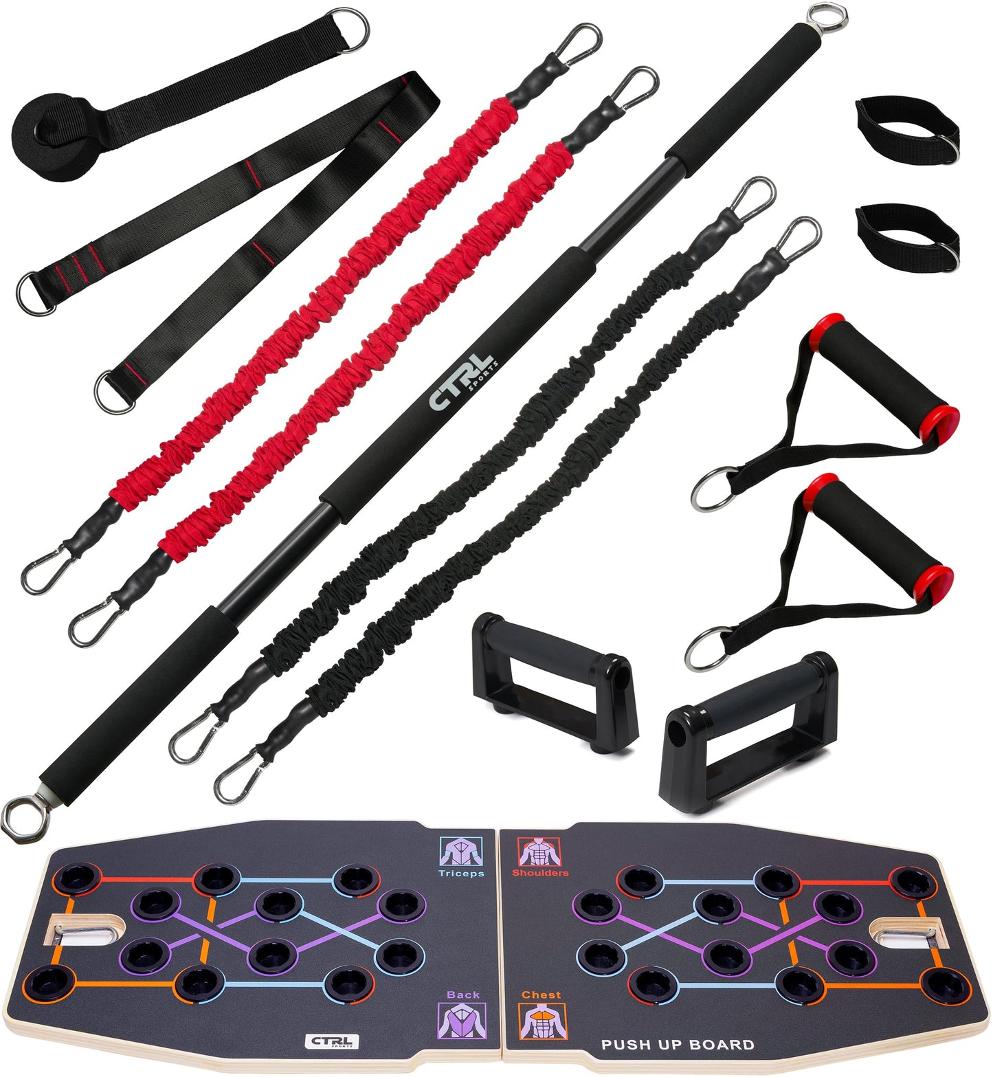 Push Up Board Workout Equipment for Chest Triceps, Back, Arms Muscles, Fitness Portable Pushup Board for Man and Women, Perfect Multi-Functional Push-Up Stand Bar Muscle Building by CTRL Sports