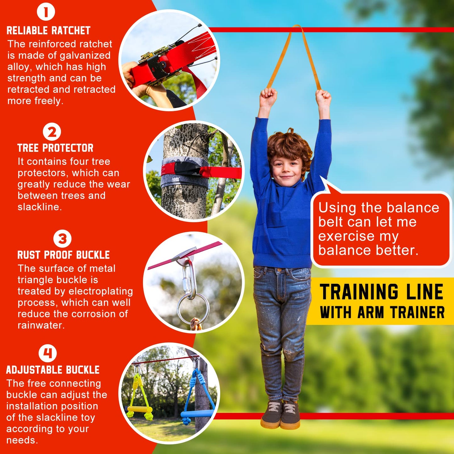 Ninja Warrior Obstacle Course for Kids-Playground Fitness Equipment Ninja Slackline with Multiple Accessories for Kids,Contain Swings,Rope ladders,Rings,Ninja Couse for Kids Outside (2x56ft)