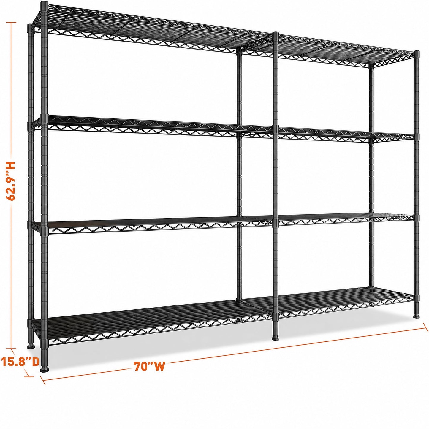 REIBII 70"W Metal Shelving, Storage Shelves 4-tier Wire Shelving Unit Load 1240LBS Metal Shelves for Storage Adjustable Shelving Rack for Pantry Kitchen Commercial school Garage 70"W*15.8"D*62.9"H