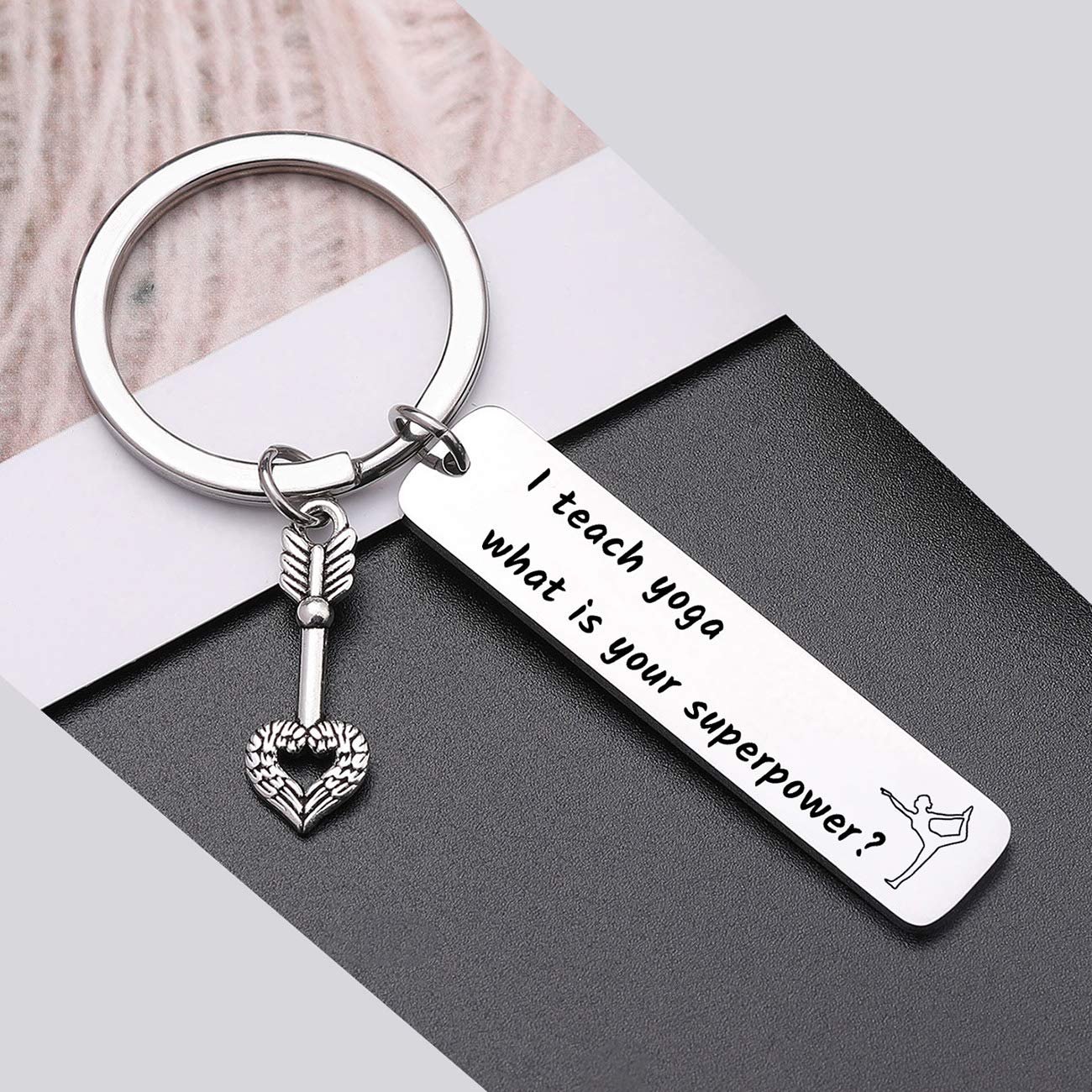 Keytells Yoga Teacher Instructor Keychain - Yoga Gifts For Women Yogini Jewelry, Meditation Gift For For Women Men - Yogi Keychain