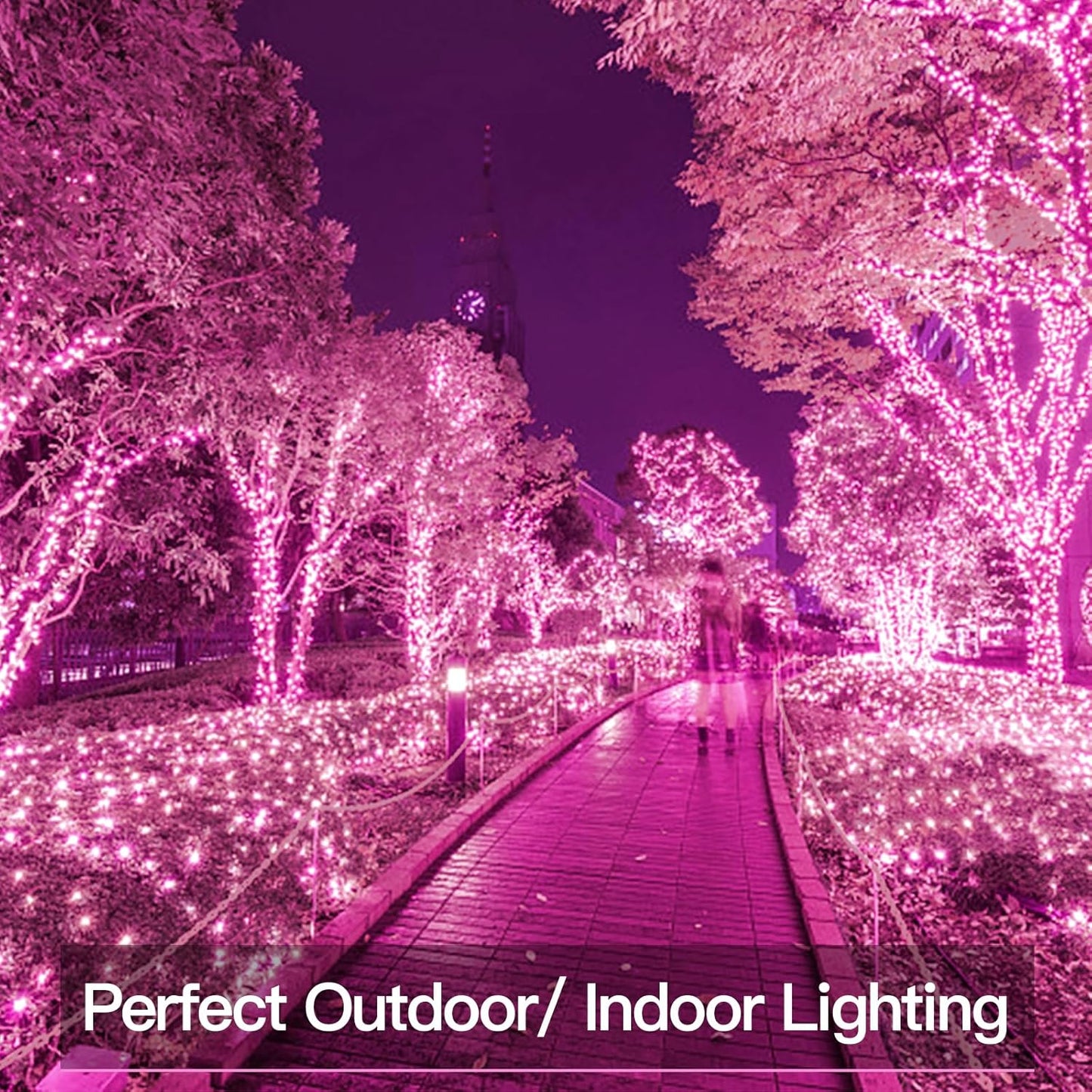 Suddus Pink Solar String Lights - 200 LED Fairy Lights, 66ft, 8 Modes for Outdoor Decor | Perfect for Halloween, Patio, and Yard