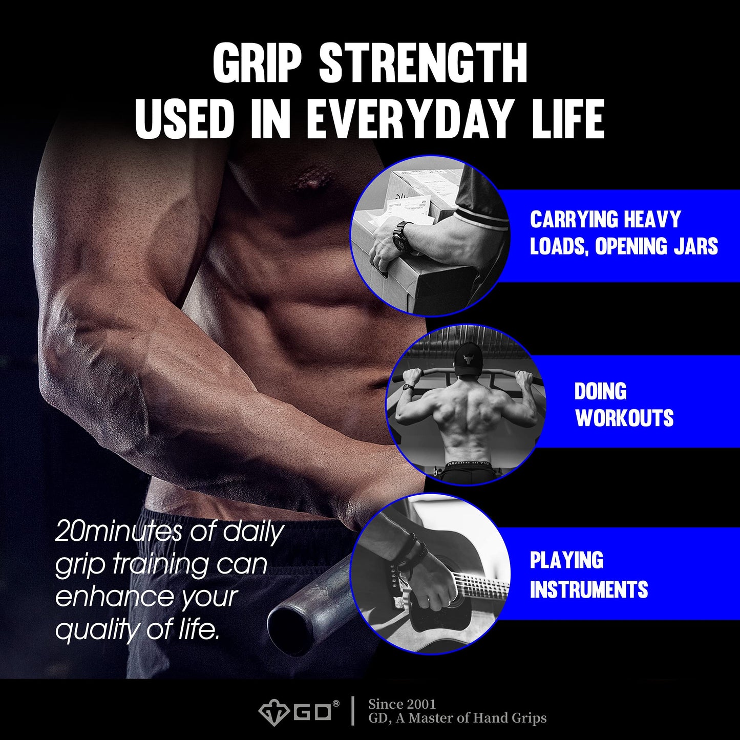 GD IRON GRIP 70(P) Adjustable Hand Grip Strengthener, 44~154lbs Grip Strength Trainer Premium Forearm Strengthener Hand Gripper for Grip Strength