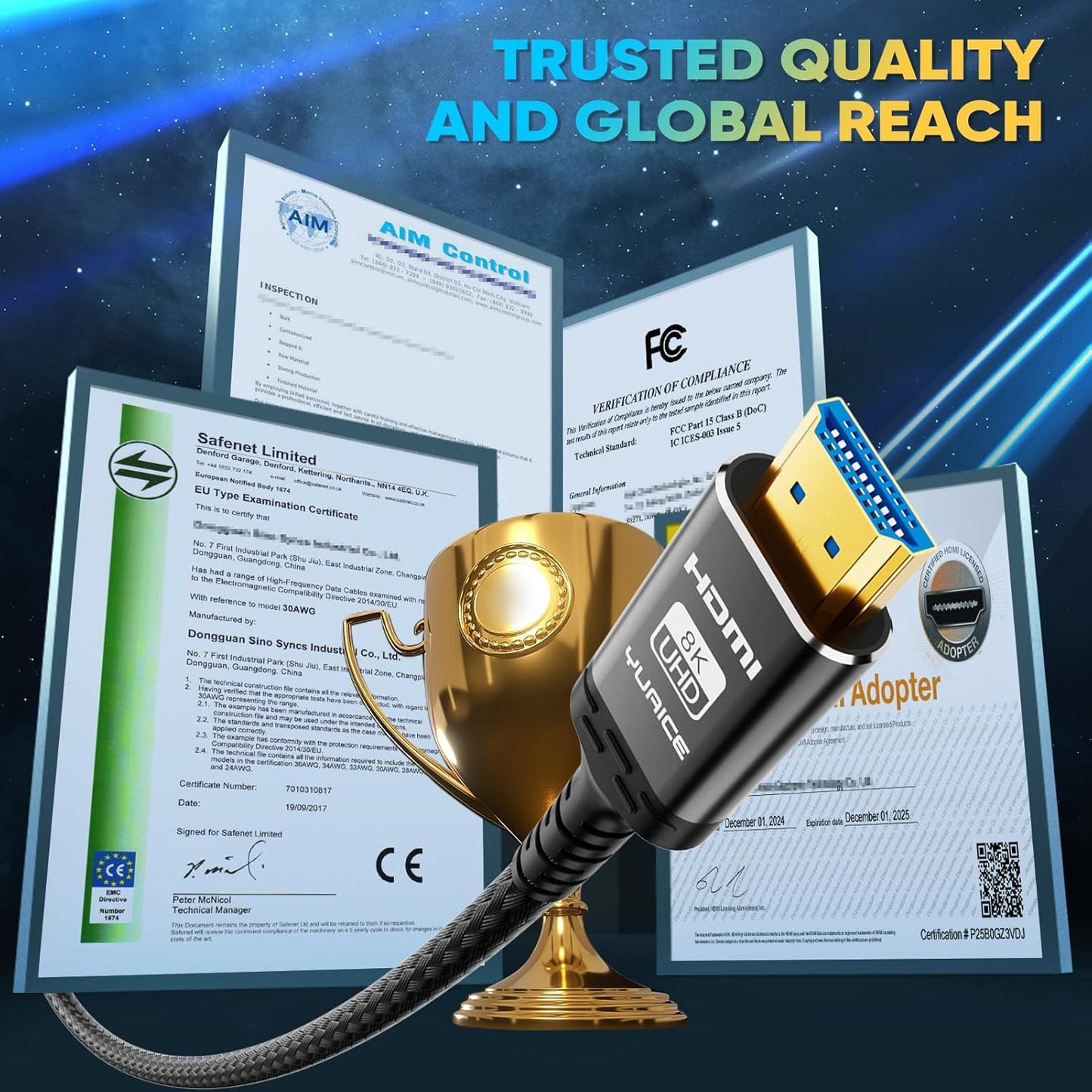 Yuaice 10K 8K 2.1 16FT 48Gbps (1.5FT-25FT) 4K@120Hz, 8K@60Hz, 2.2/2. Long HDMI Cable - Ultra HD Cable High-Speed Lead
