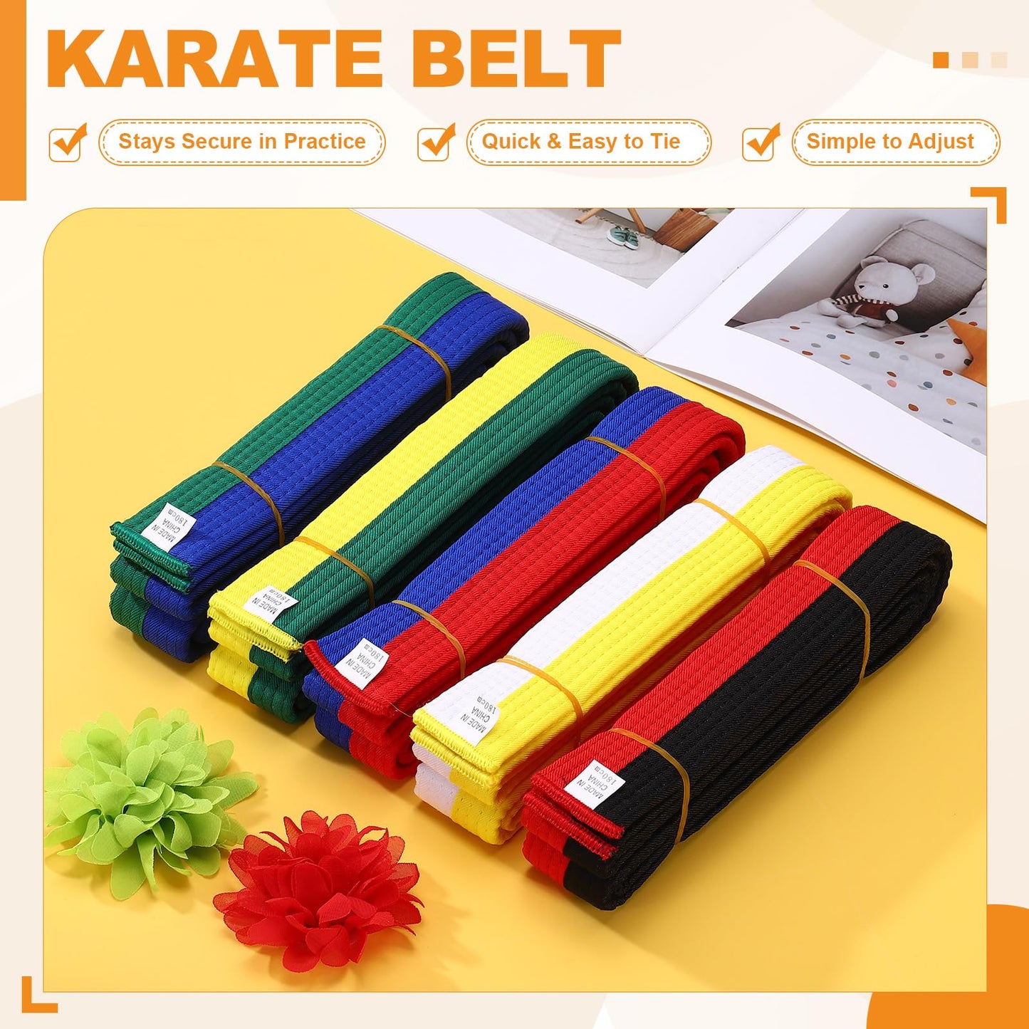 YELARXI Karate Belt, Martial Arts Ranking Belts Solid Cotton Double-Layered Core Long Soft Uniform Training Equipment Fitting for(Taekwondo/Karate/Judo/BJJ/Competition) 9.2ft & Red/Black
