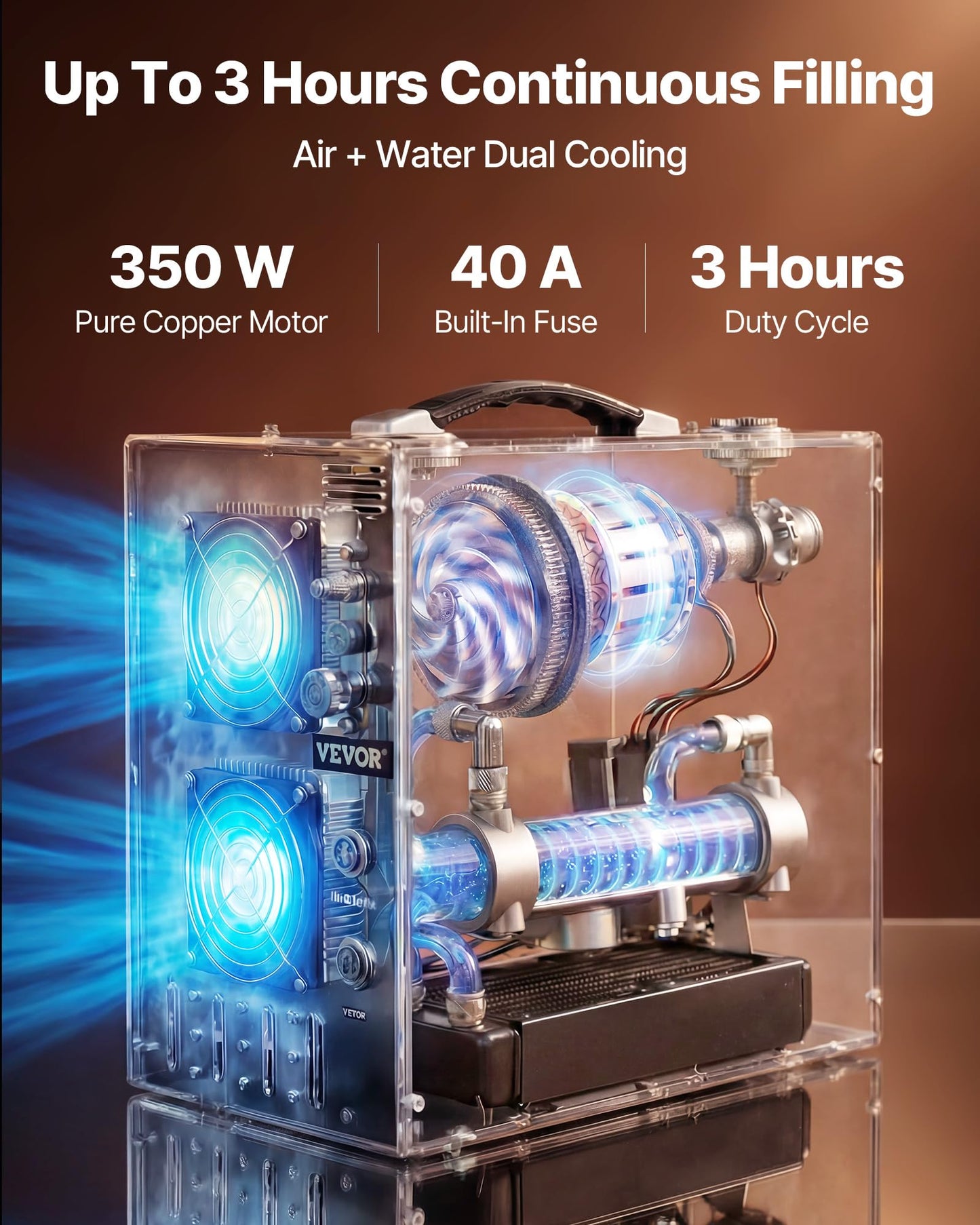 VEVOR PCP Air Compressor, 4500PSI/30Mpa Portable PCP Airgun Compressor - Built-in Water and Fan Cooling System, Auto-Stop | DC12V/AC120V Paintball Tank Compressor for Air Rifle, Scuba Diving Bottle