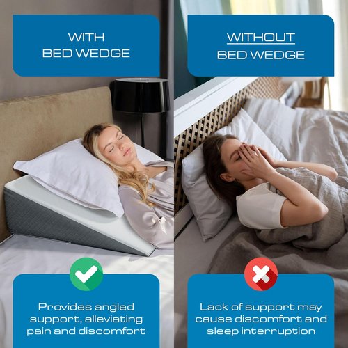 Kolbs Extra Wide Bed Wedge Pillow - Sleep Apnea & Acid Reflux Relief | Chic Jacquard Cover (7.5" Height)