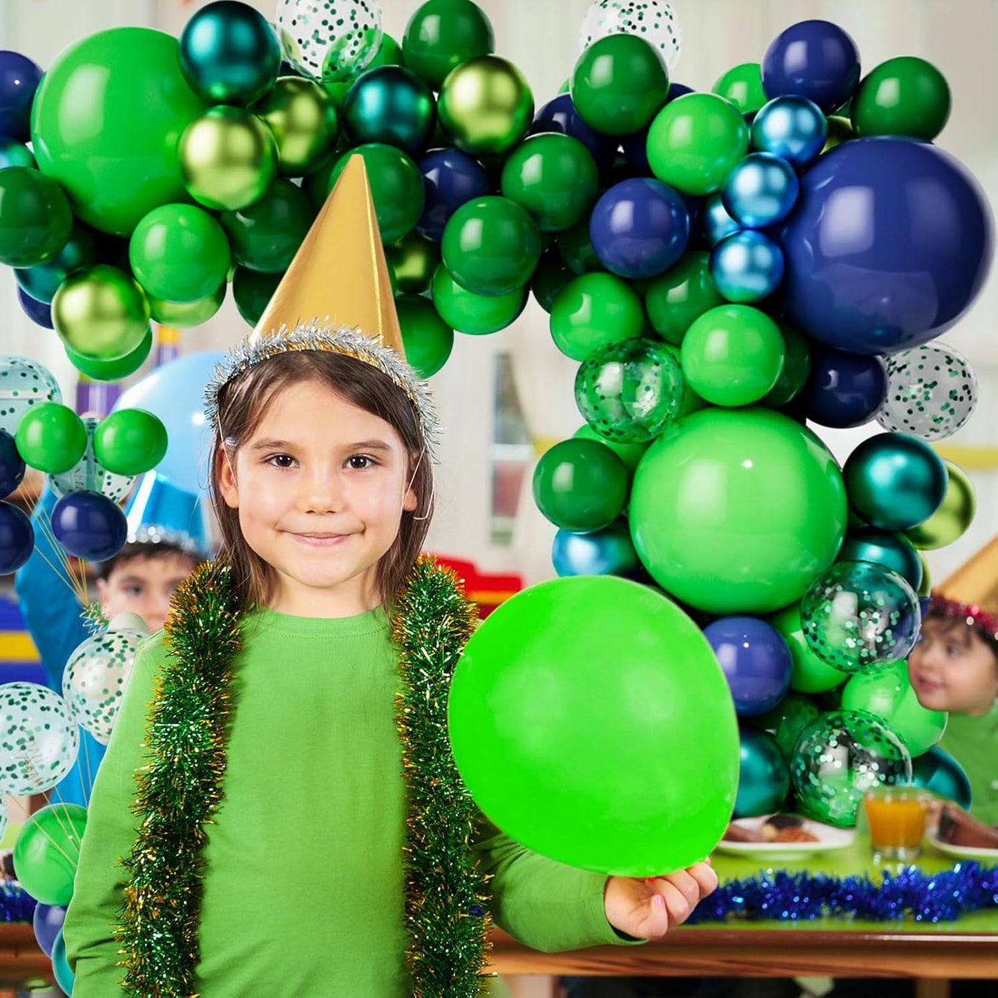 Skiennix Balloon Garland Arch Kit - Dark Blue & Green Latex Balloons | Confetti Balloons for Weddings & Parties