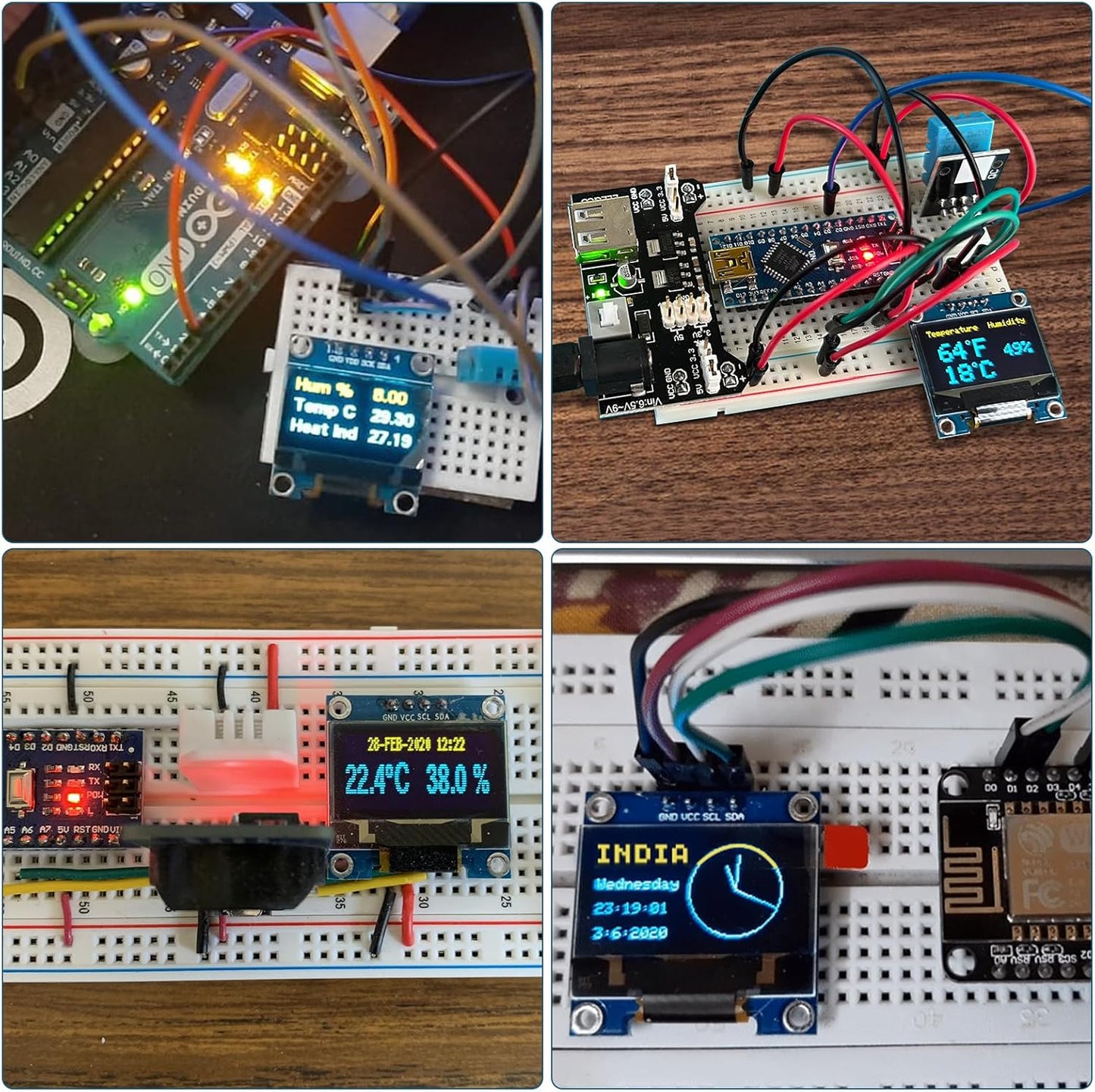 Meshnology 5 0.96 Inch 128x64 I2C SSD1315 ESP32 Pcs OLED Display Module Pixel IIC OLED Screen Driver Self-Luminous