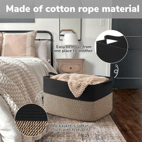 Goodpick Large Wicker Blanket Basket - 22" x 17" x 12" | Stylish Storage for Toys & Laundry