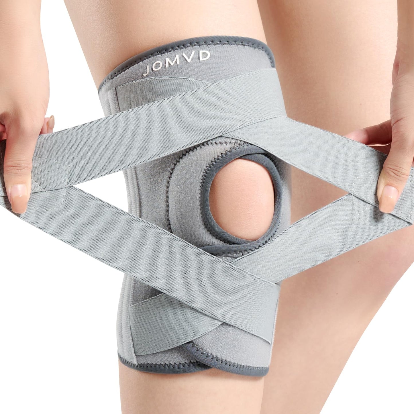 JOMVD Knee Brace for Knee Pain, Meniscus Tear, Adjustable Knee Support with Side Spring Stabilizers for ACL,Meniscus Tear, Arthritis, Patella Stability, Knee Pain Relief, Women and Men,Large