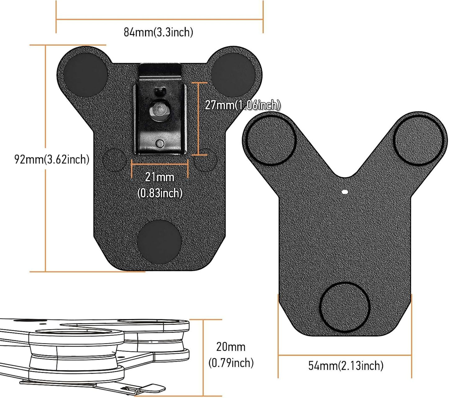 TAMEIVISUA KP9, KP20, KP22 Body Camera Magnet Bracket, Strong Magnet for Cameras