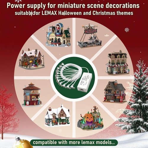 Lemax 4.5V Power Adapter - Ideal for Lighted Christmas & Halloween Village Accessories | 12 Output White