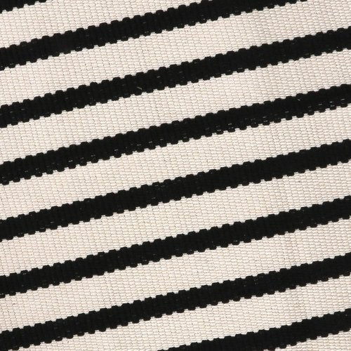 LEEVAN Outdoor Rug Runner - Black and White Striped Cotton Woven Doormat | 2x4 ft Washable for Home & Porch