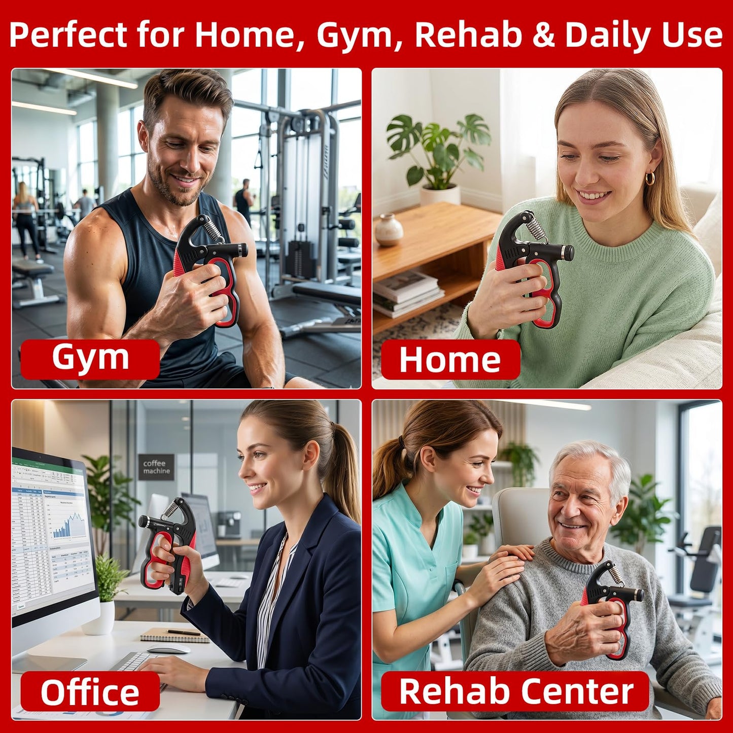 Grip Strength Trainer Adjustable 22-330 lbs, Hand Gripper Strengthener with Counter, Heavy Duty Forearm Strengthener, Wrist & Finger Exerciser, Grip Trainer for Hand Strength, Rehab & Workout, Red