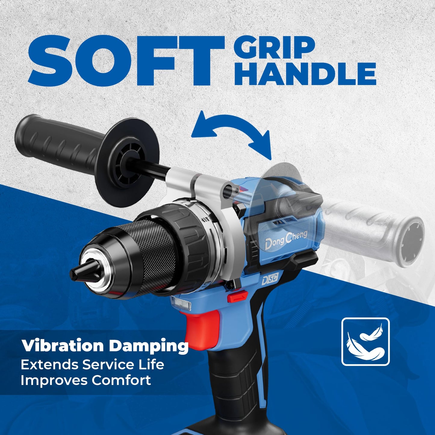 Dong Cheng 20V Brushless Hammer Drill, 1416in-lbs, 2 x 4.0Ah Battery, 1/2" Keyless Metal Chuck, 19+1+1 Clutch, Cordless Heavy-Duty Drill for Drilling Brick Wall, Metal, Wood