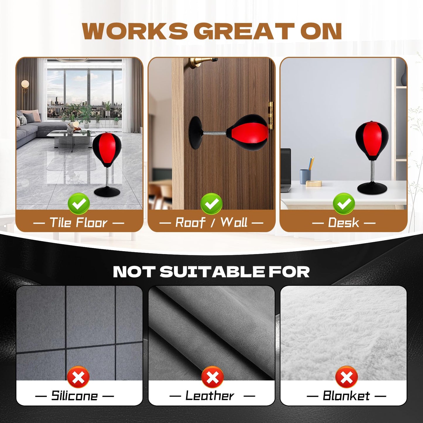 Desktop Punching Bag for Desk, Stress Relief Ball with Suction Cup for Office and Home, Funny Gag Gift for Boss Coworkers Friends, Mini Desktop Boxing Stress Relief Product for Adults