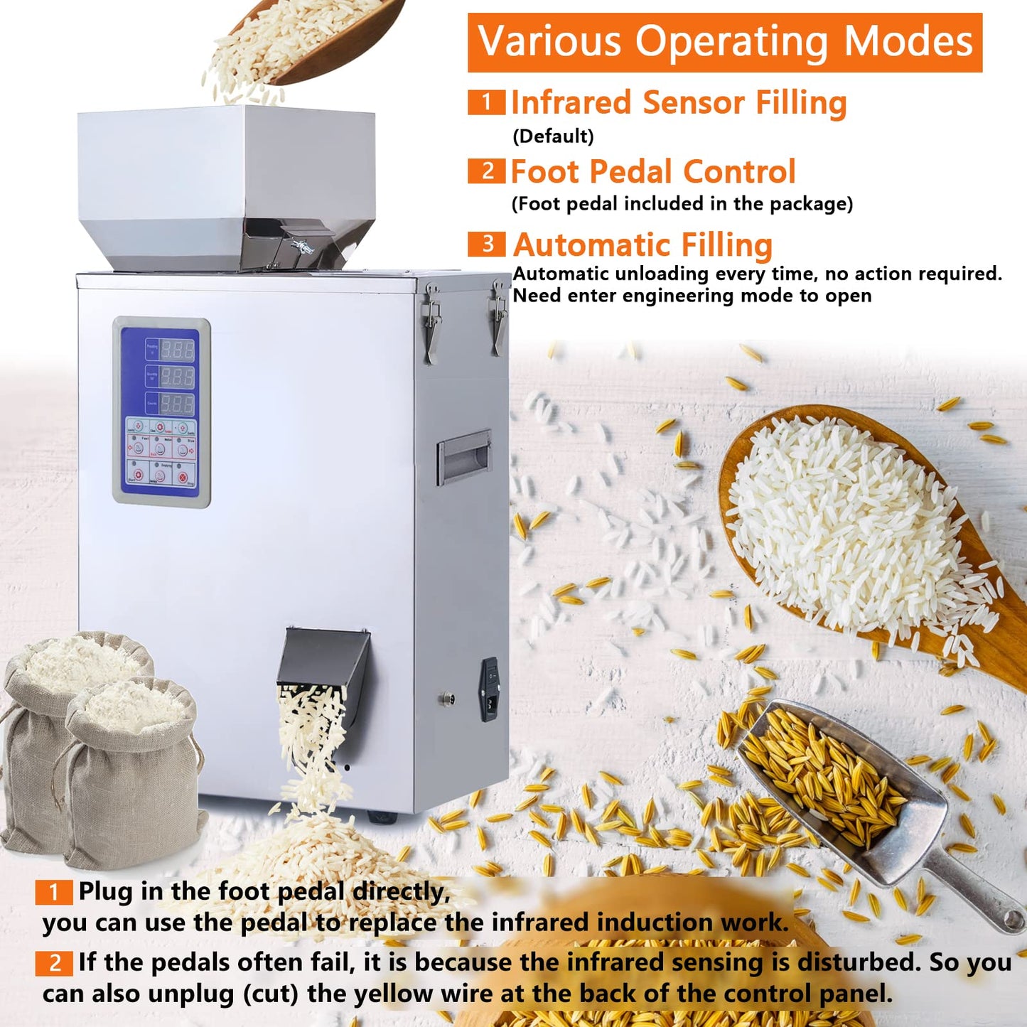 Fanlocn Powder Filling Machine, Particle Filling Machine, Automatic Powder Particle Dispenser For Flour Beans Glitter (Powder&Particle Filler 10-500G)