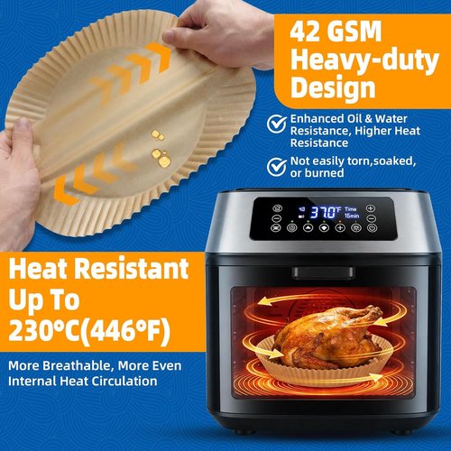HONYAO 200pcs Disposable Air Fryer Liners - 8 Inch Strong Paper for 5qt-8qt Baskets, BPA Free