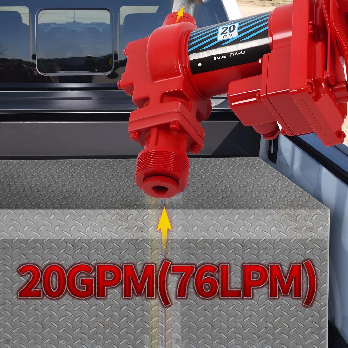 Nakkaa 12 Volt 20 GPM Explosion Proof Fuel Transfer Pump Compatible with Gasoline, Diesel, Kerosene, Mineral Oil and Similar Fuels or Oils (Package A)