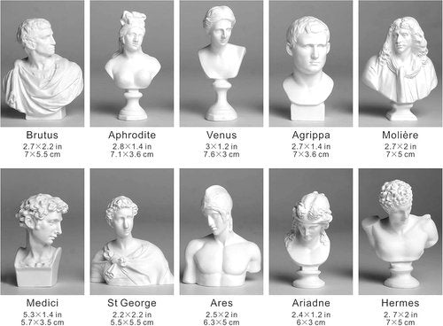Garwor Mini Greek Mythology Figures - 10PCS Resin Bust Statues for Home Office Décor | 2.75" H