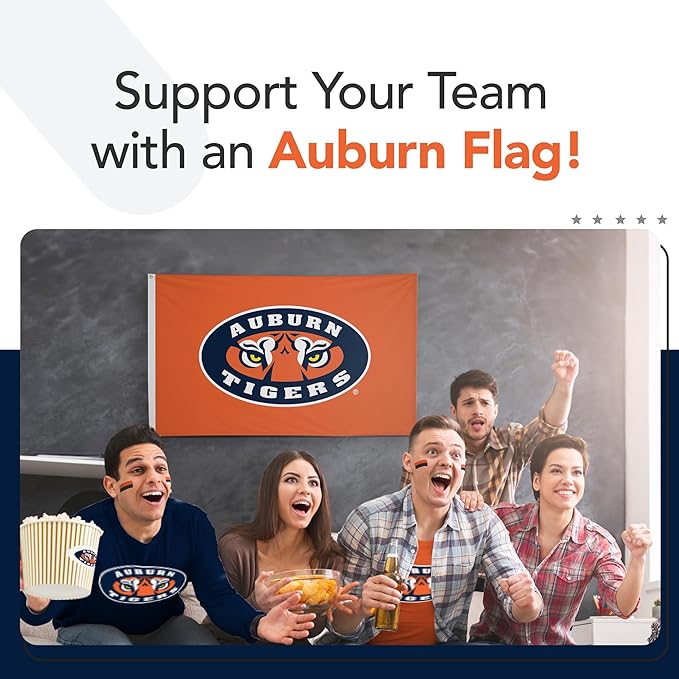 Auburn Tigers College Sports Printed Flag - NCAA Licensed - Nylon - School Banner (Orange) (3' x 5')