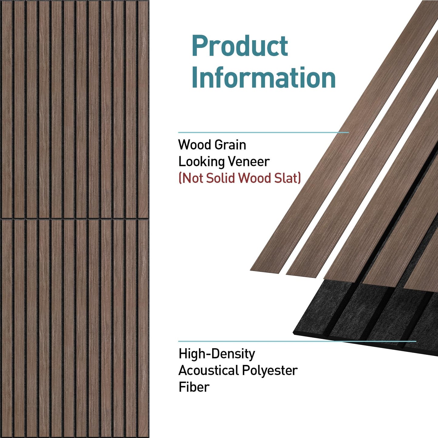 UMIACOUSTICS 6 Pcs 47.2 x 23.6 Inches Acoustic Panel, Decorative Sound Absorbing Wall Panel for Office,Home Theater,Studio,Natural-Walnut