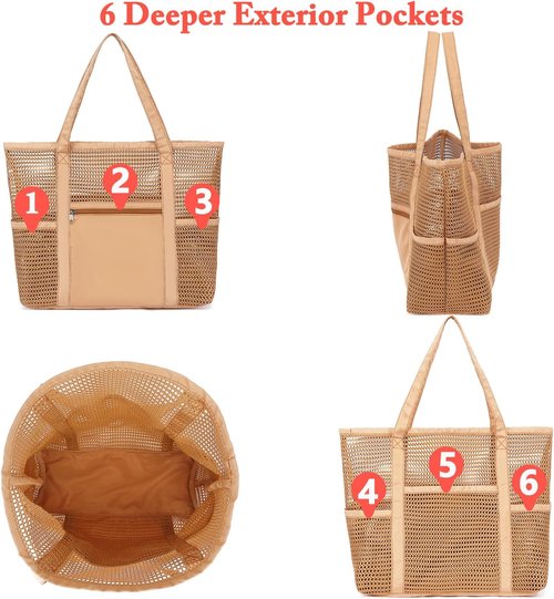 Fammart Mesh Beach Bag - Stylish Large Tote for Women | Perfect for Pool, Travel & Vacation Essentials