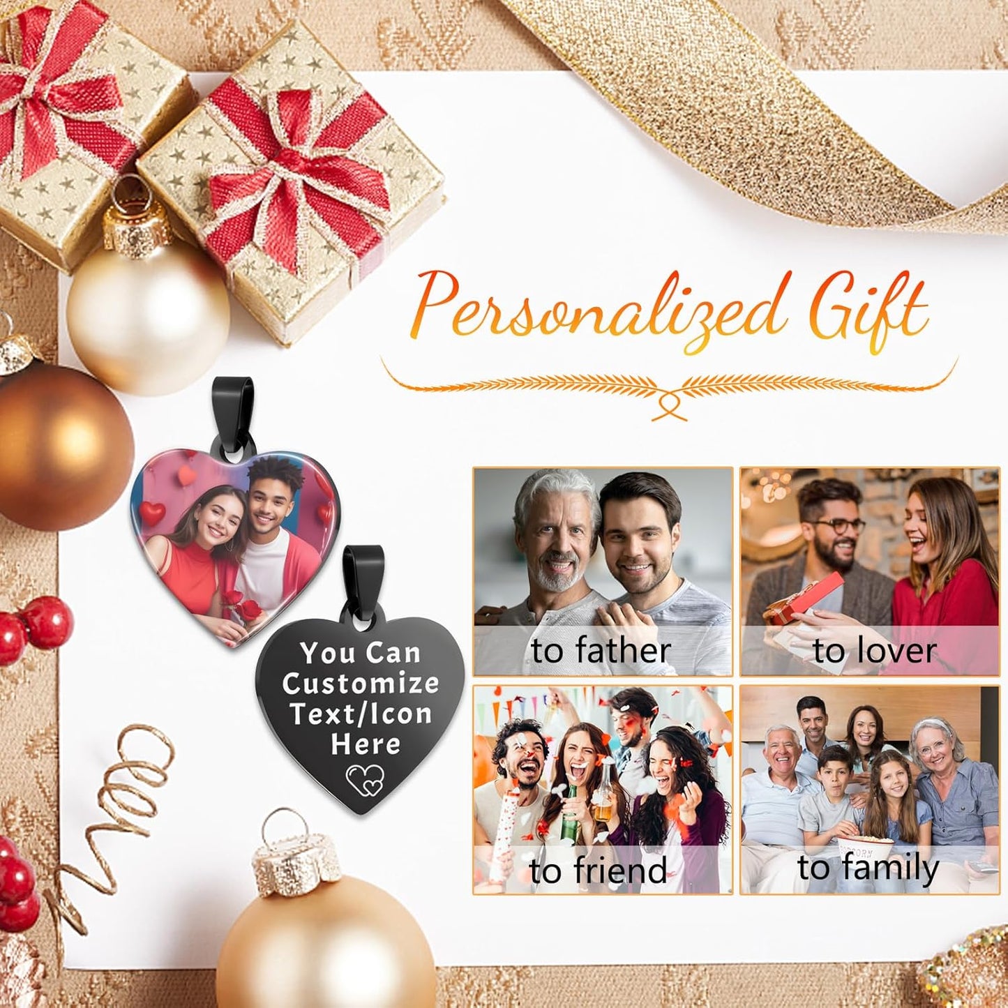 Skiennix Personalized Photo Necklace - Custom Engraved Jewelry for Men & Women | Memorial Gift