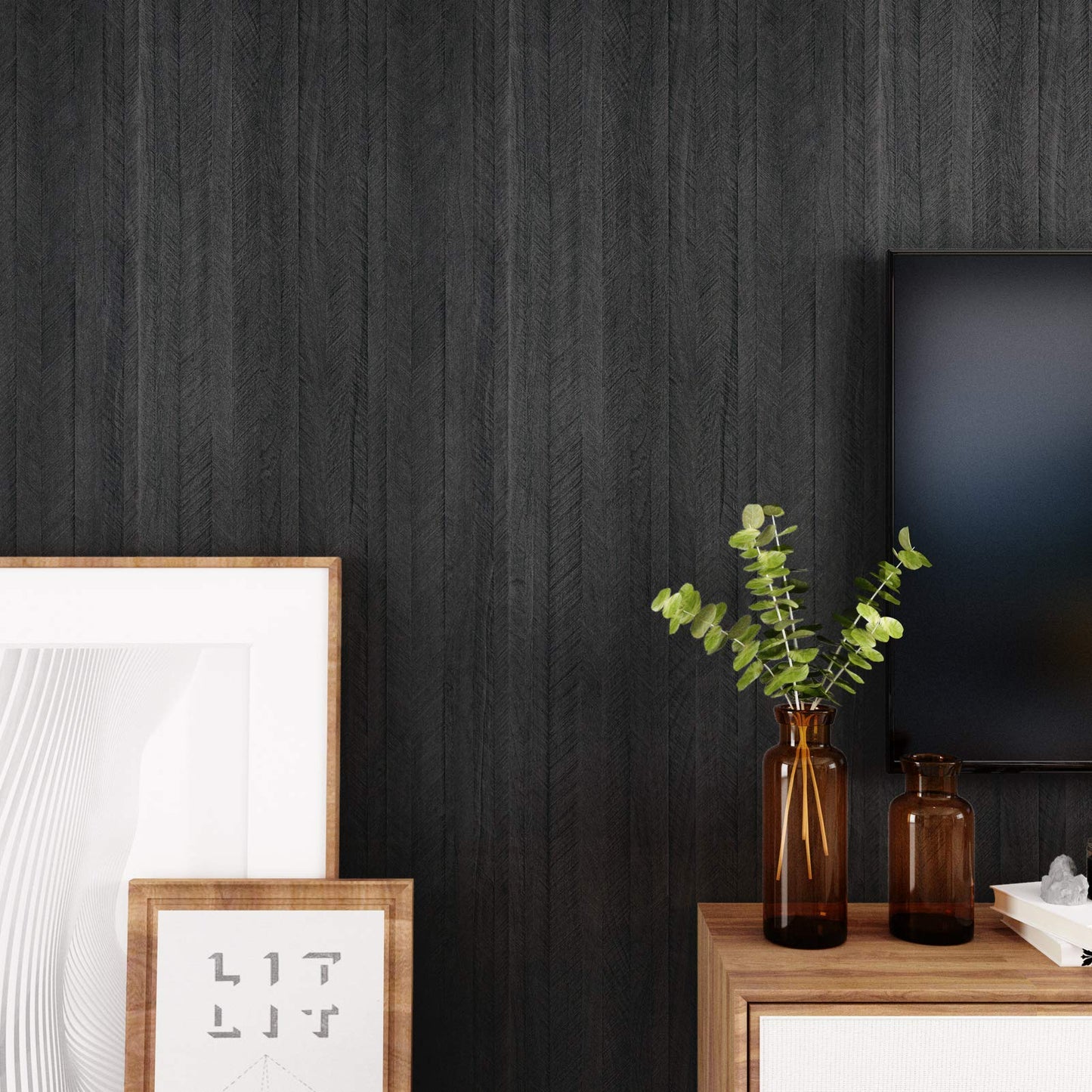 WESTICK Black Wood Countertop Contact Paper Peel and Stick Wallpaper Waterproof Self Adhesive Faux Wood Grain Contact Paper for Countertops Kitchen Cabinets Wall Furniture Wooden Vinyl Wrap 15.8"x393"