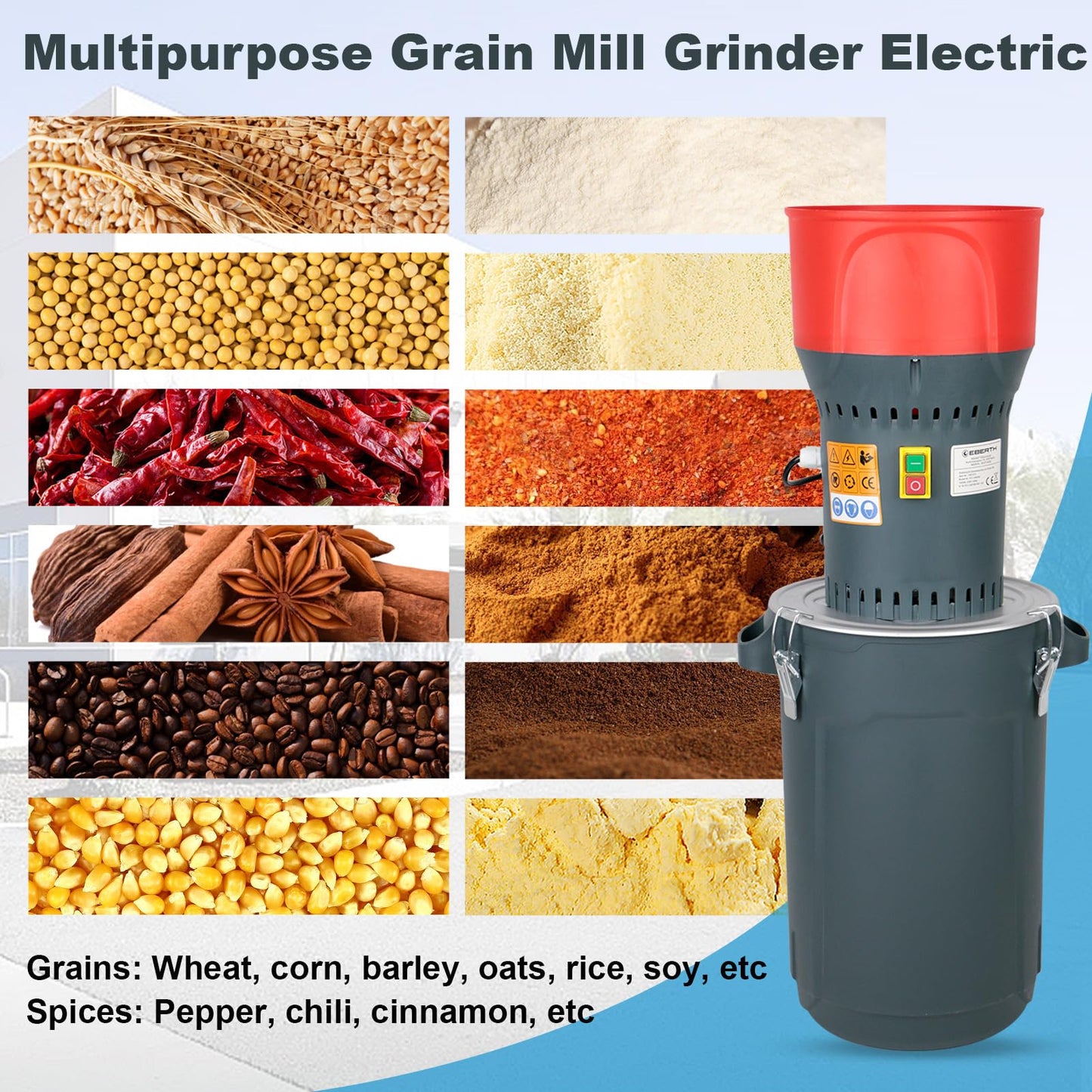 DETODDA 6.6 Gallons Corn Grinder Mill, Dry Grain Mill Grinders Electric, Farm Home Wheat Grinder for Spice Rice Feed Flour Cereals, 7 Sizes Sieves (25L)
