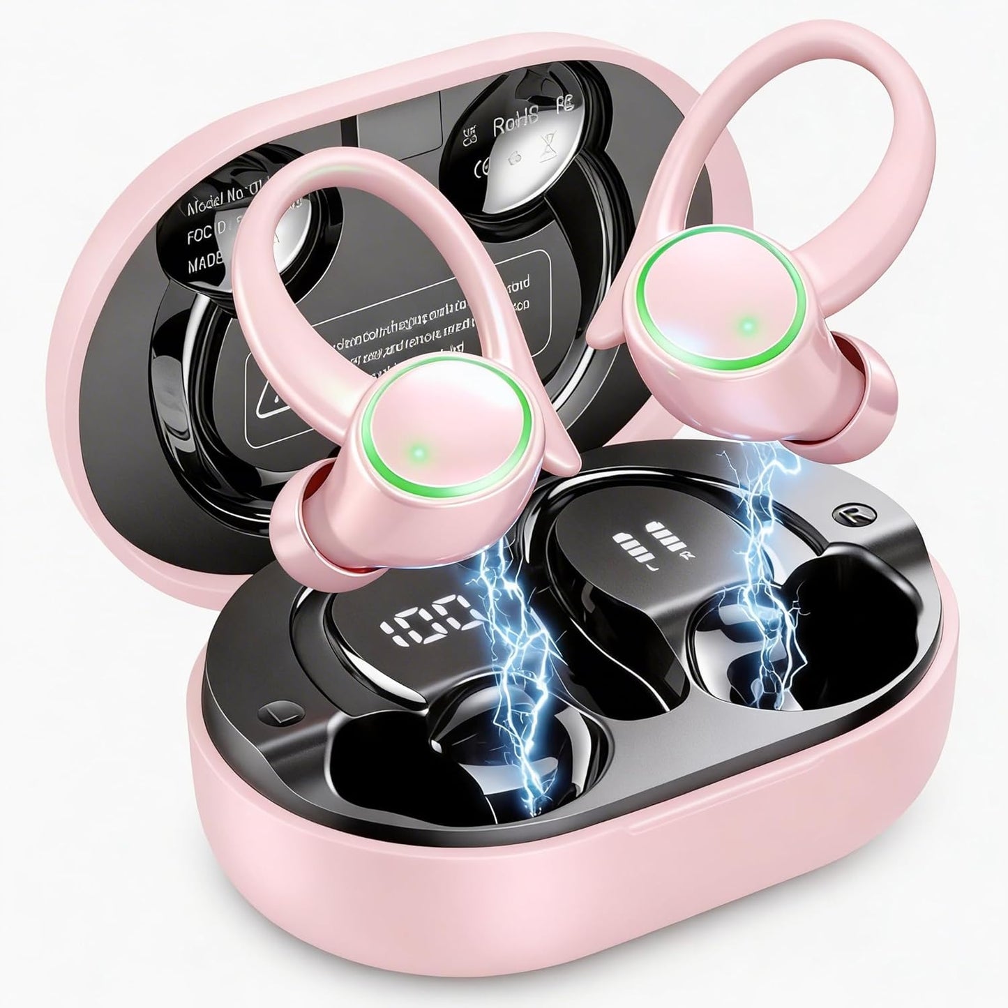 5.4 50H IP7 Headset Wireless Earbuds, Bluetooth Headphones Sports, Playback Over-Ear buds with ENC Noise Cancelling