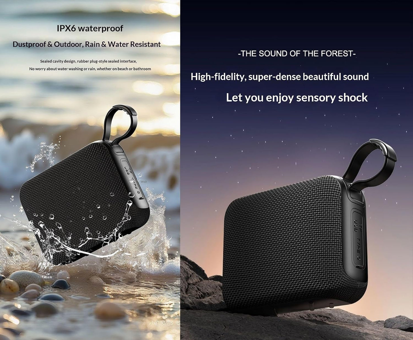BCletty 10W 5.3, 20W IPX6 Waterproof Bluetooth Speaker, Portable Outdoor Wireless Speaker, Stereo Sound, Bluetooth TWS