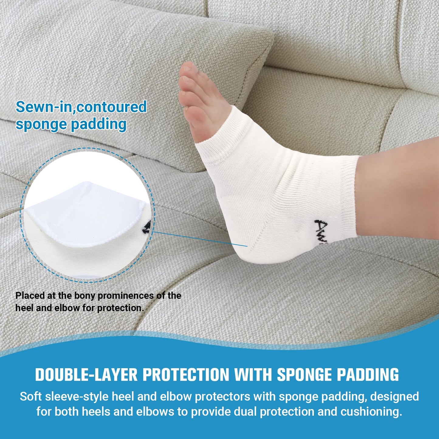 Awaiymi Heel And Elbow Protectors (One Pair) with Foam Pads, Lightweight Knit Elbows Pads for Elderly, Tendinitis, Arthritis and Plantar Fasciitis, Elbow Protector Sleeve for Men, Women, Medium Size