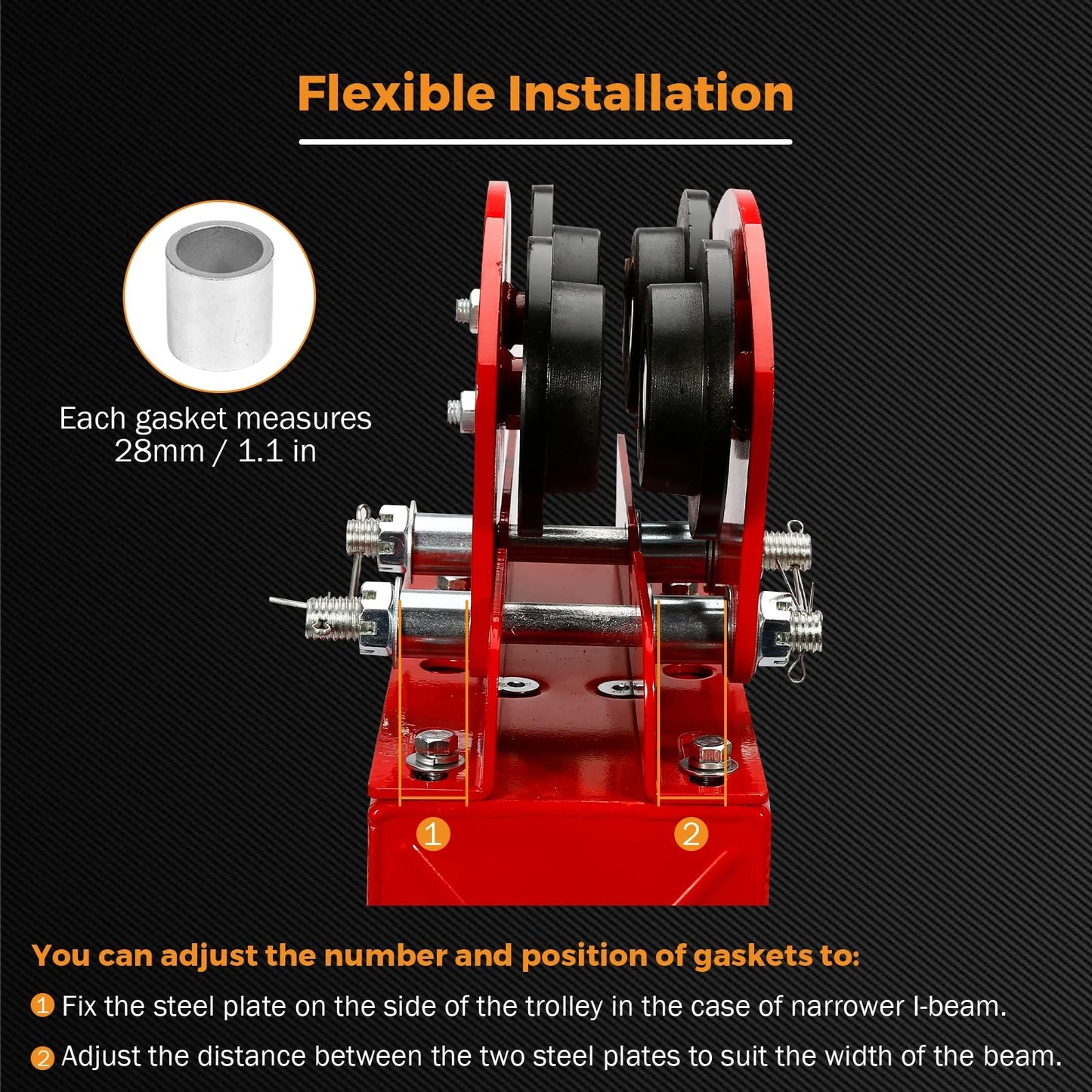 BEAMNOVA 1-Ton & 0.5-Ton Electric Hoist Manual Trolley for I-Beam