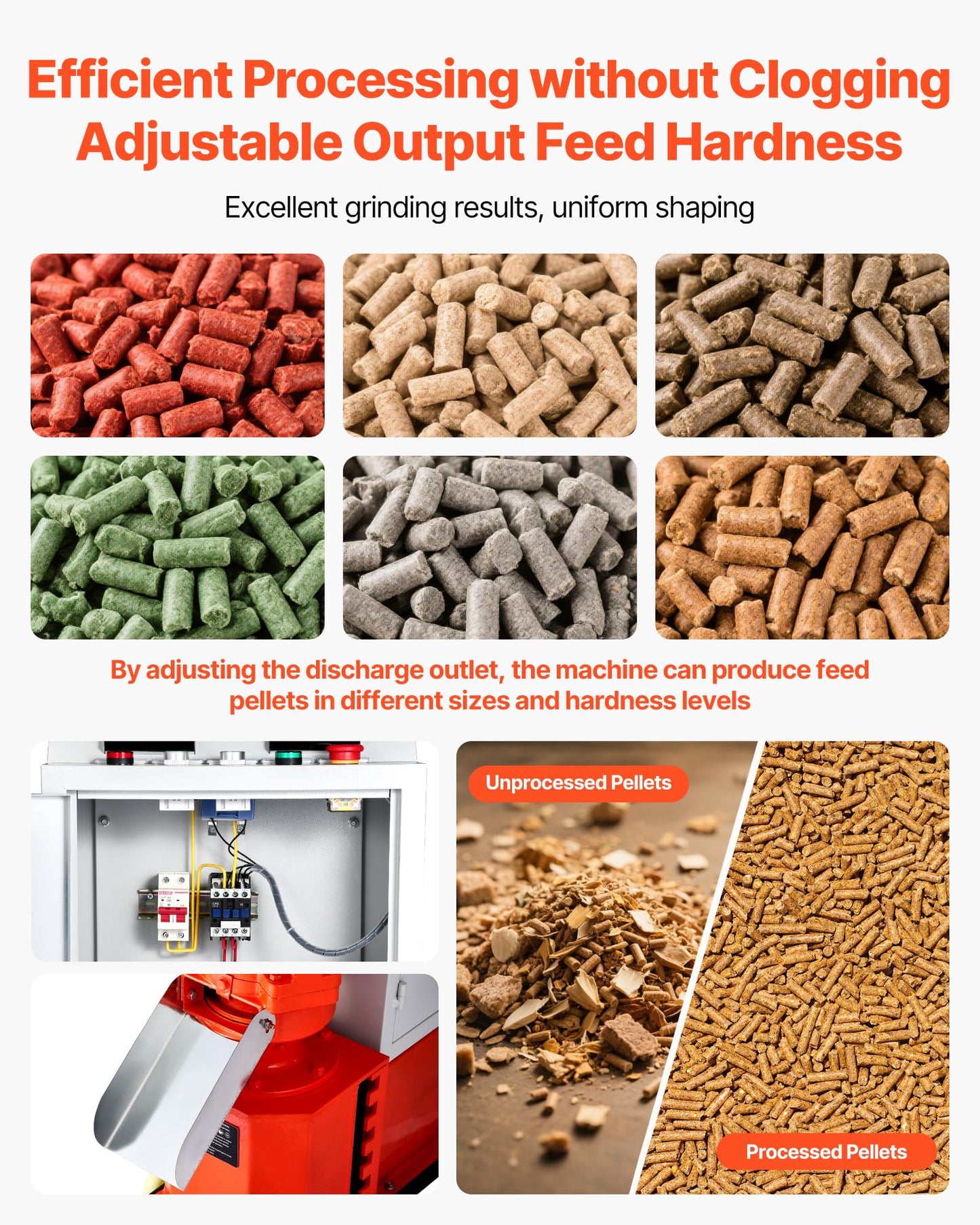 VEVOR Feed Pellet Mill Machine, 6 mm Animal Feed Pellet Making Machine, 3KW 240V Animal Food Granulator Mill Machines with 3 Pressure Rollers & 4 Wheels, Ideal for Poultry, Livestock, Farm Animals