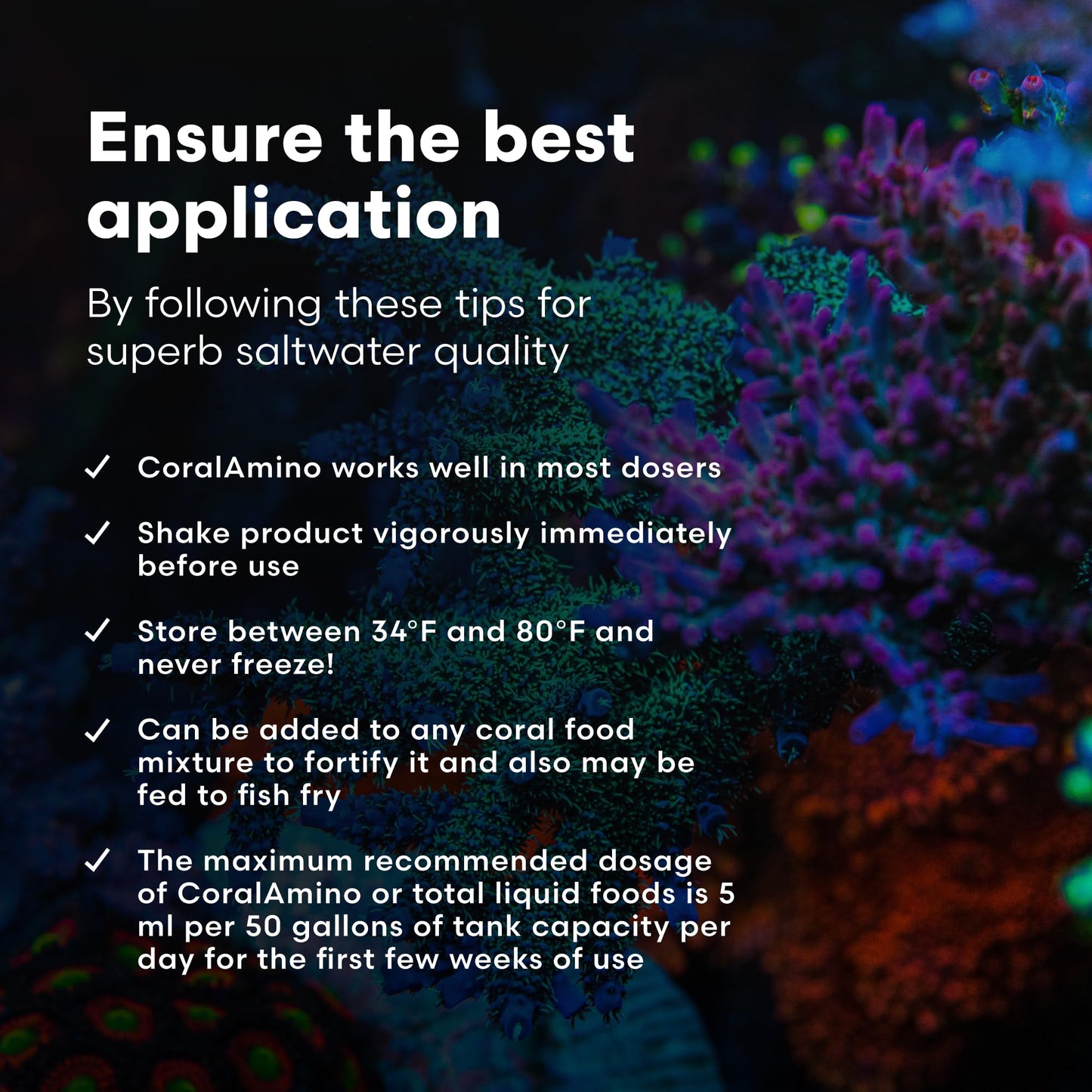 Brightwell Aquatics CoralAmino - Complex of Amino Acids for Corals - Coral Food for Aquarium Coral Growth - Saltwater Aquarium Treatments, 67.6 fl oz