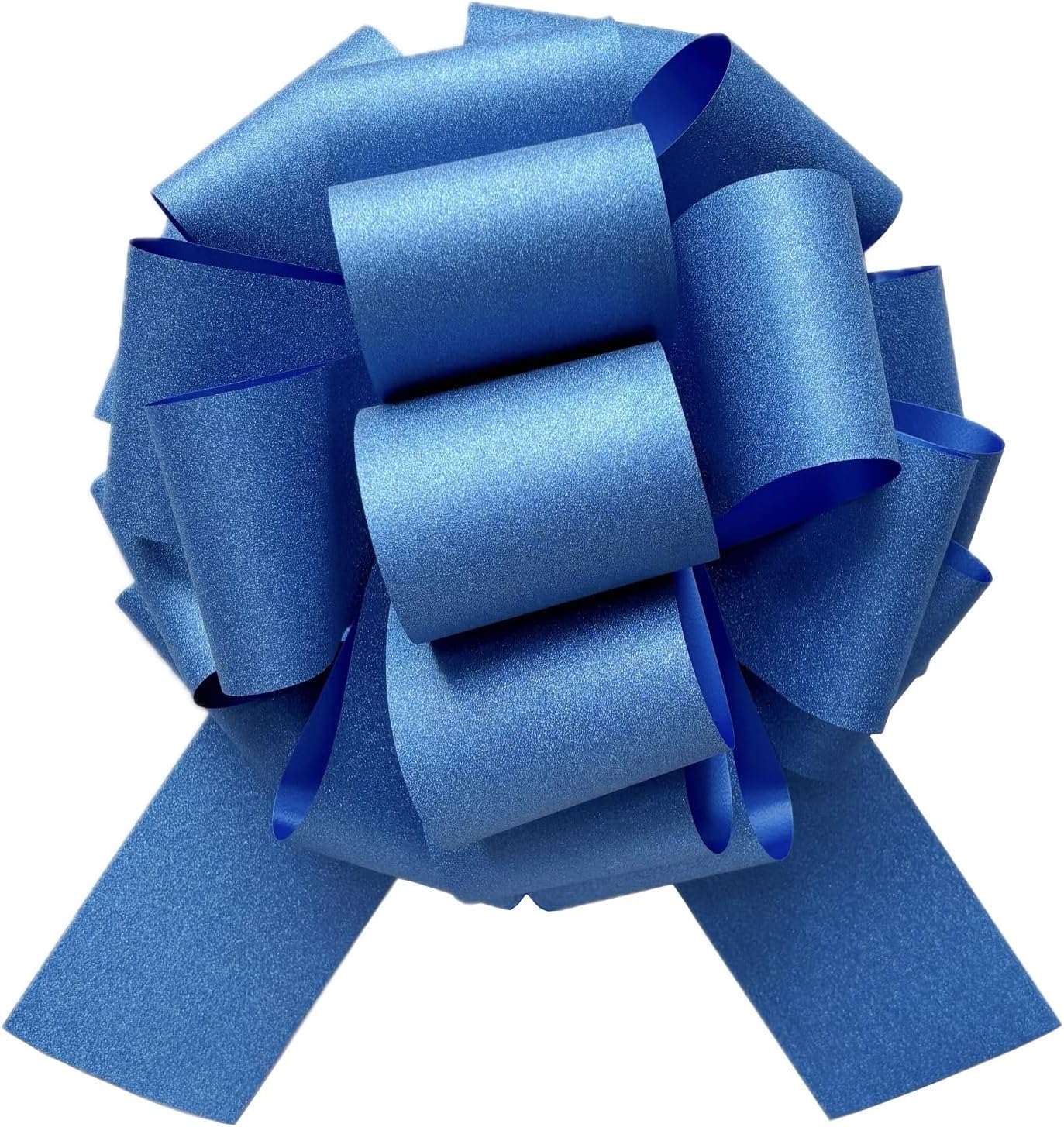 Skiennix Large Royal Blue Pull Bow - 14 Inch Glitter Ribbon Bow for Gifts, Parties & Home Decor
