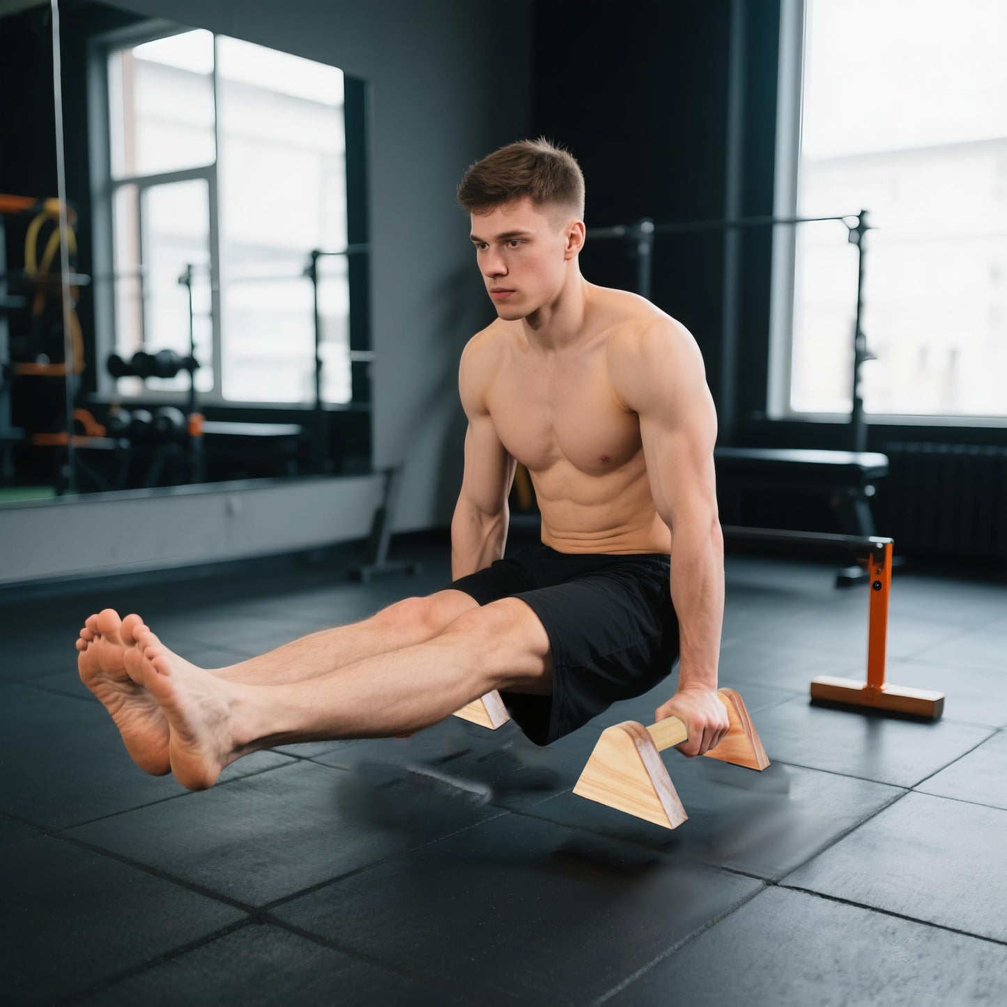 BESTWEI 1 Pair Wood Parallettes Bars Pushup Handles for Men - Calisthenics Equipment Push Up Bars, Gymnastics Handstand Training Planche Bar, Handstand Blocks