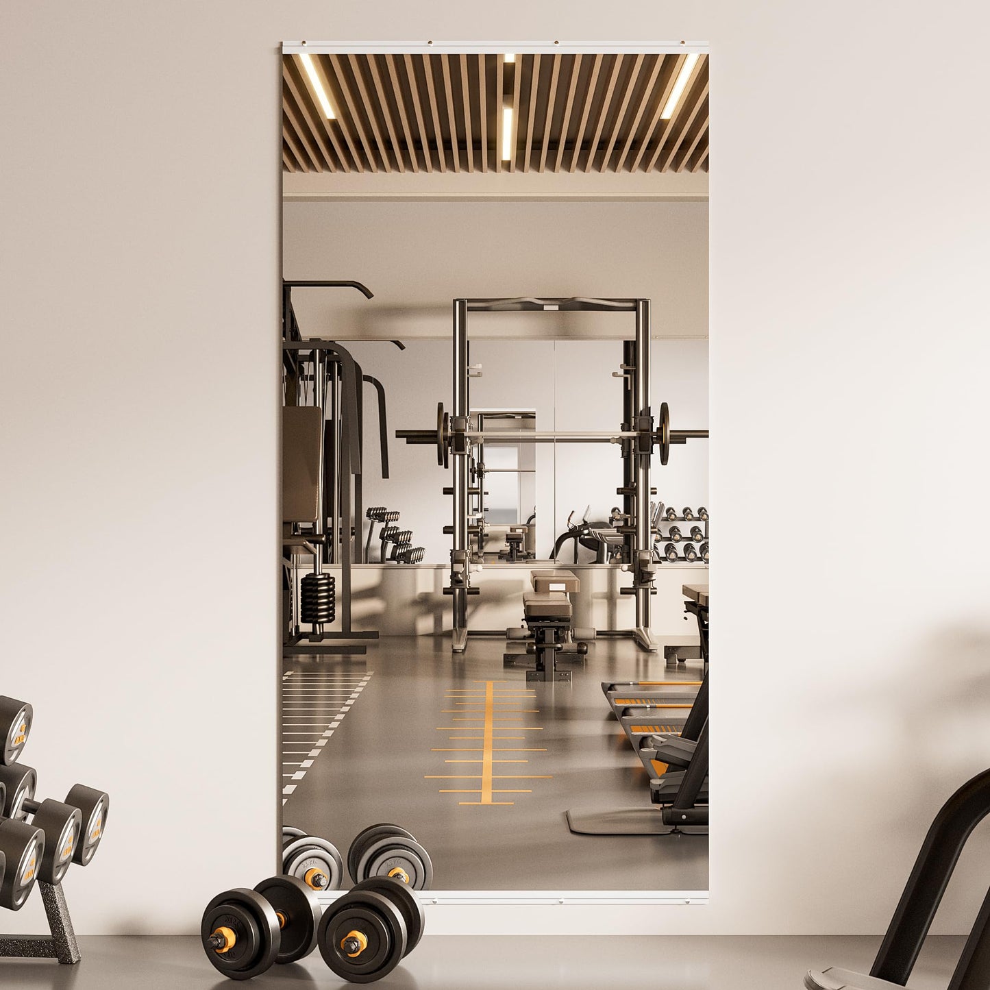TETOTE Home Gym Mirror 72" x 36" - 1PC Large Tempered Glass Workout Mirrors for Home Gym, Exercise Fitness Wall Mounted Frameless Full Length Mirror for Garage, Dance Studio, Yoga, Living Room