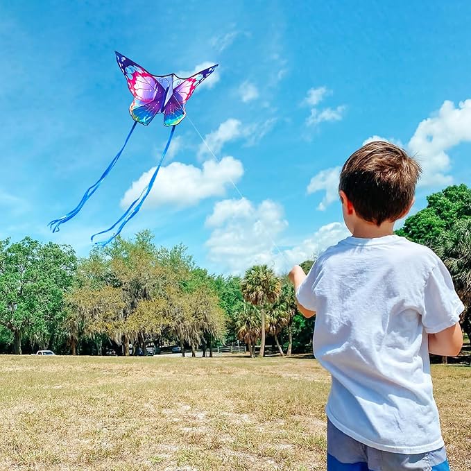 Large Butterfly Kite for Adults and Kids Ages 4-8 & 8-12 Easy to Fly, 55''X28'' Single Line Kite for Outdoor, Park or Beach.