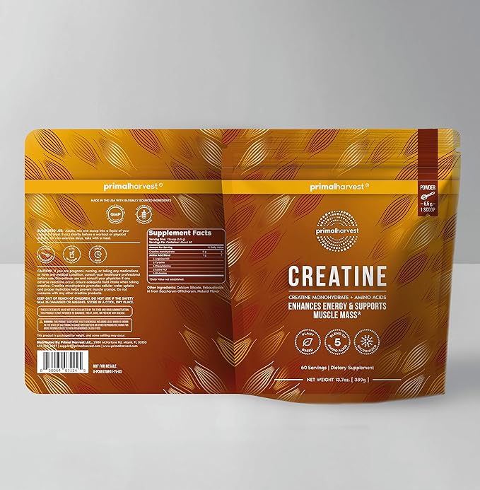 Primal Harvest Creatine Powder Supplement for Men and Women's Fitness, Workouts, and Muscle Growth, to Help Promote Recovery, Strength, Energy, and Endurance (2)