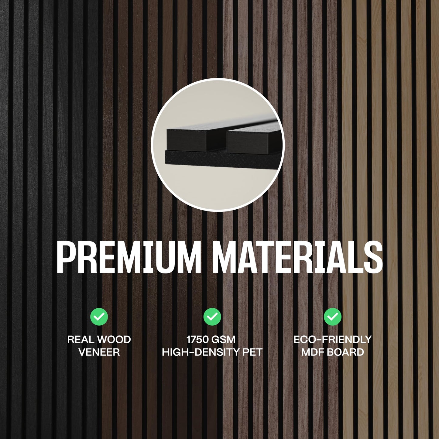 2-Pack Acoustic Wall Panels - Wood Slat Wall Decor - Soundproof Panels