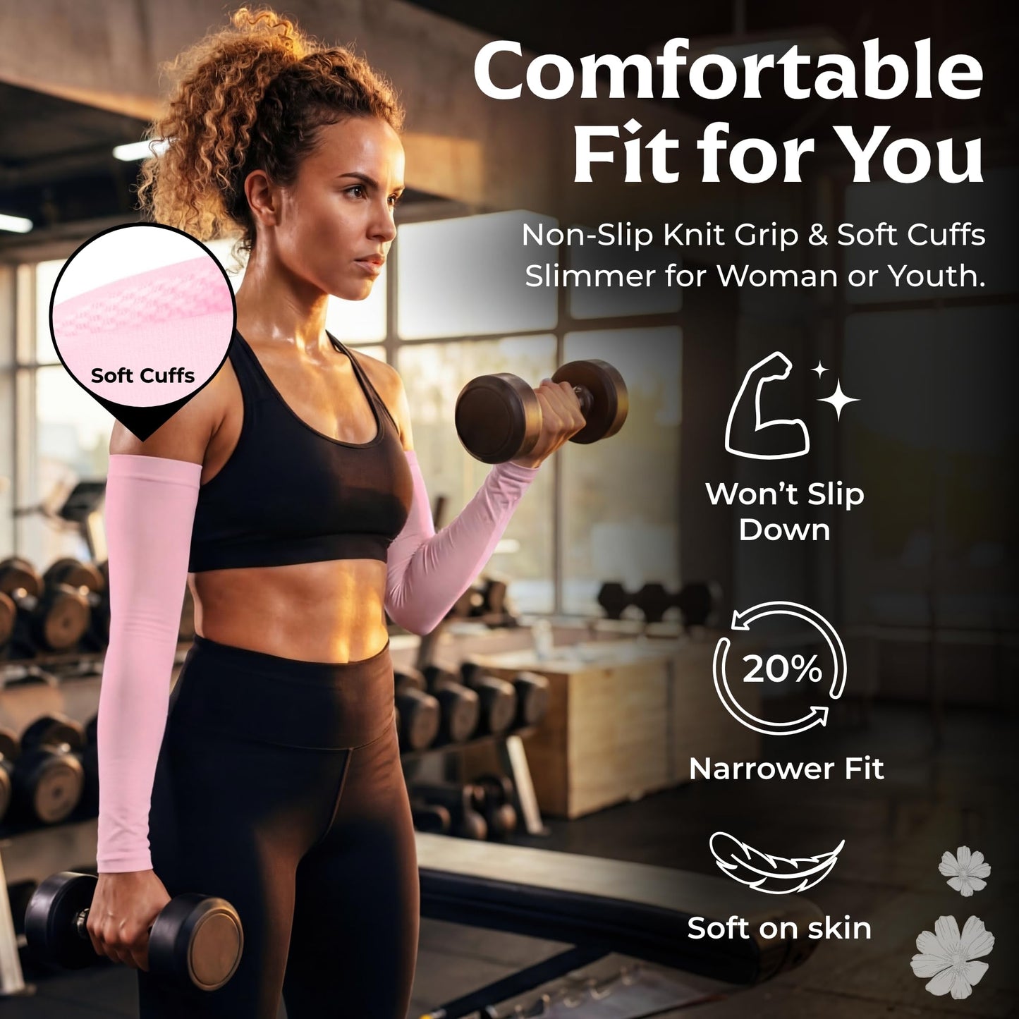 SportsTrail Women’s Cooling Arm Sleeves – UPF 50+ Sun Protection with Smooth Cooling Fabric, Tailored Narrow Fit and Discreet Non-Slip Knit Grip – Suitable for Training, Travel