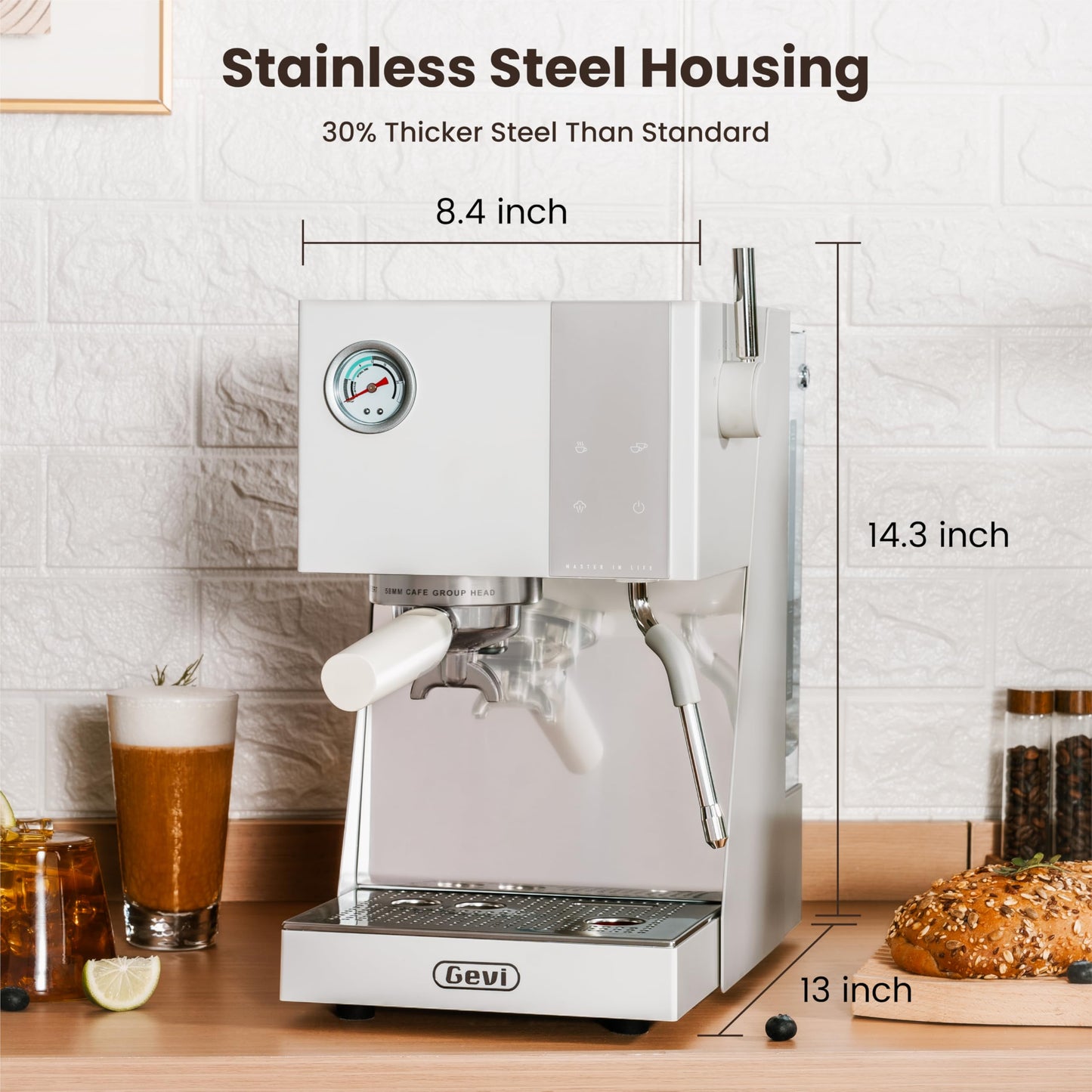 Gevi 58mm Professional Espresso Machine - PID Temperature Control & OPV System, Touch Display, 20Bar Italian Pump, Milk Frother for Barista-Quality Home Coffee, Great Gift