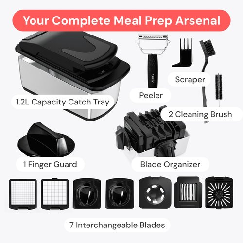 Fullstar The Original Pro Chopper - Vegetable Chopper and Spiralizer, Food Chopper with Container, Fruit Slicer, Kitchen Gadgets & Gifts, Home Essentials (9 in 1, SS Black)