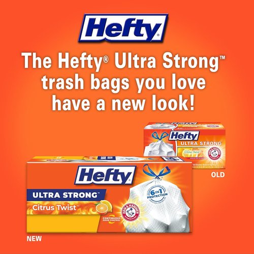 Hefty Ultra Strong 13 Gallon Trash Bags - Drawstring Closure & Odor Control | Citrus Twist Scent, 80 Count