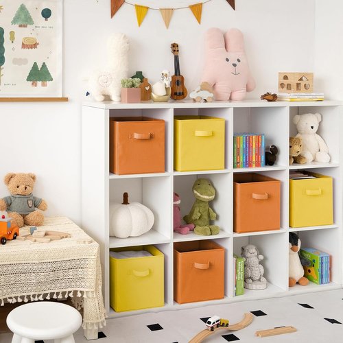 Granny Says Cube Storage Bins - 11 Inch Fabric Organizers with Handles | 6-Pack in Yellow & Orange