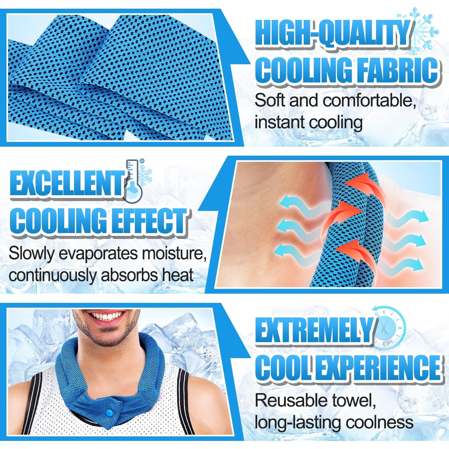 3 Pcs Cooling Neck Wraps - Cooling Towels with Ice Polymer, Breathable Soft Neck Coolers for Summer Heat Sports Gym Workout Men Women Gifts