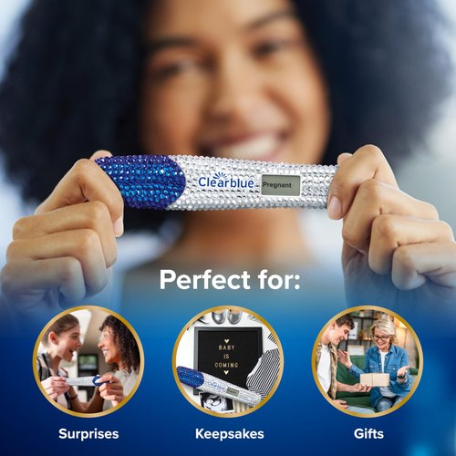 Clearblue Bedazzled Pregnancy Announcement Keepsake Stick 1ct; Unique and Memorable Reminder for Sharing Special Moments on Social Media