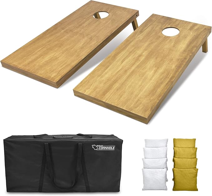 GoSports 4 ft x 2 ft Regulation Size Wooden Cornhole Boards Set - Includes Carrying Case - Full Regulation Size Bean Bag Toss Boards